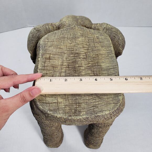 Vintage African Resin Elephant 11" Gray Plant Stand Table Statue Garden Bohemian - Picture 8 of 16